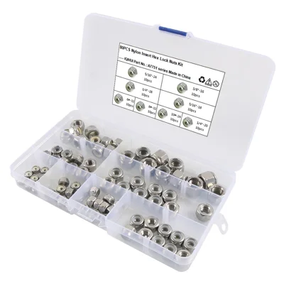 A7751 80Pcs 304 Stainless Steel + Nylon Insert Hex Lock Nuts Kit Assorted Kit