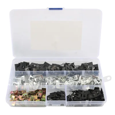 A7860 180Pcs M3+M4+M5+M6 Carbon Steel U Clip Nut Assortment Kit with Box