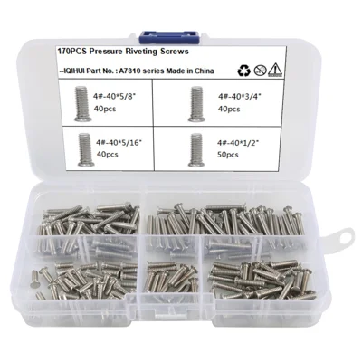 A7810 170Pcs 304 Stainless Steel Pressure Riveting Screws Assortment Kit