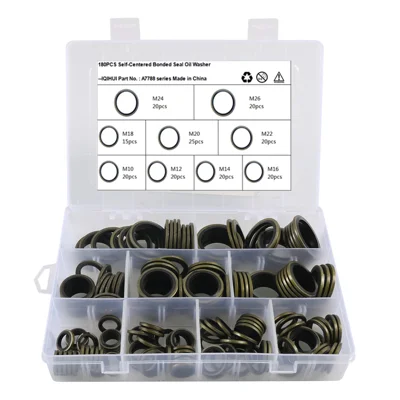 A7788 180Pcs M10 to M26 Self-Centered Bonded Seal Oil Washer Assortment Kit