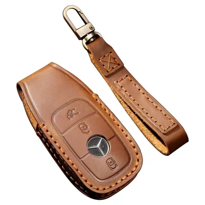 Hallmo C015 Anti-arranha-chave Case Para E300L, Reposição de Chaveiro de Couro de Couro Genuíno - Castanho