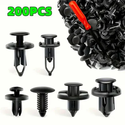 200Pcs Mixed Plastic Car Door Panel Fastener Vehicle Bumper Clips Retainer Fasteners with 1 Pry Tool