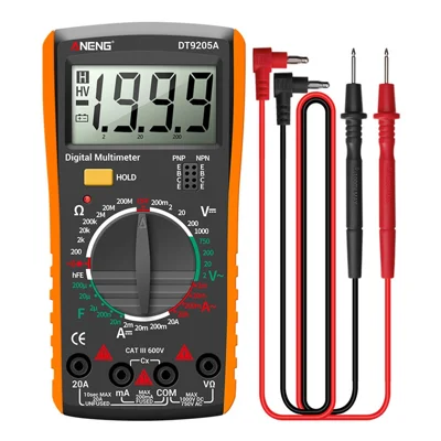 ANENG DT9205A multifunktions digital HD multimeter med sand RMS-AC/DC voltmetre - Orange