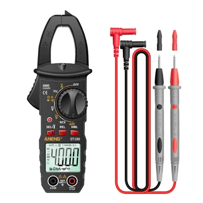 ANENG ST180 4000 tællinger Digital Tangamperemeter AC Strøm Multimeter Amperemeter Spændingstester - Sort
