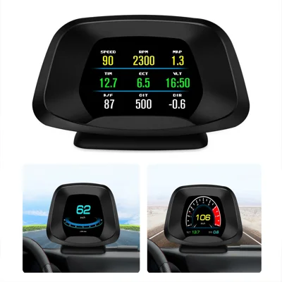 P19 Hud-gerät Multifunktionales Smart Digital Meter Universal Car Tachometer LCD Anzeige OBD GPS Scanner Diagnosewerkzeuggeschwindigkeit Alarm