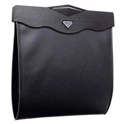 Magnetischer Verschluss-Müllbeutel-Fahrzeugabfallbehälter aus PU-Leder + PC mit LED-Licht - Schwarz