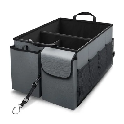 Portable Car Trunk Storage Box Foldable 600D Oxford Cloth Sundries Container - Grey
