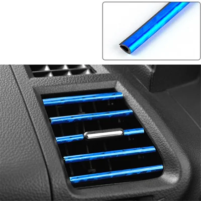 10Pcs Car Air Outlet Decorative Strips Vehicle Trim Air Vent Flexible PVC Decor Strips - Azul