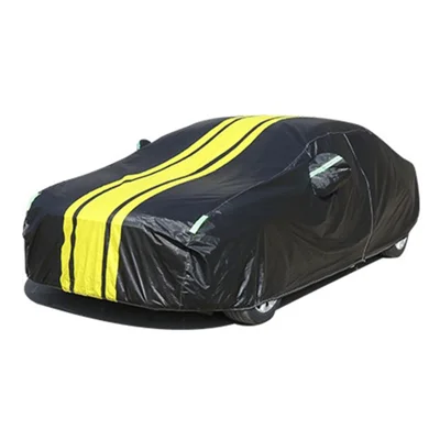 Capa para Carro de Design Splicing Outdoor - Proteção contra Sol, Água e Poeira Resistente à Neve com Revestimento de Filme de Alumínio - Preto+Amarelo / 2XL