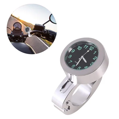 Stilvolle wasserdichte Uhr Motorrad Lenkerhalterung Quarzuhr für Harley Davidson Honda Yamaha Kawasaki - Silber