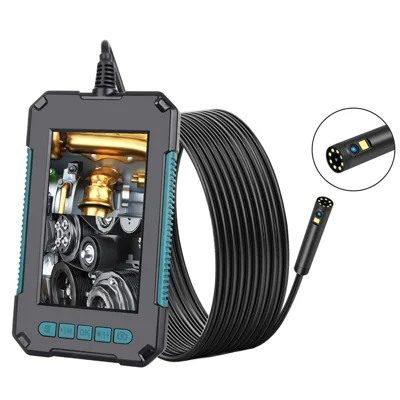 P40 2m Hardkabel 4,3 Zoll Bildschirm HD 1080P 9-LED Dual-Linsen Industrieendoskop Wiederaufladbare Wasserdichte Inspektionskamera - Bräunlich Grün