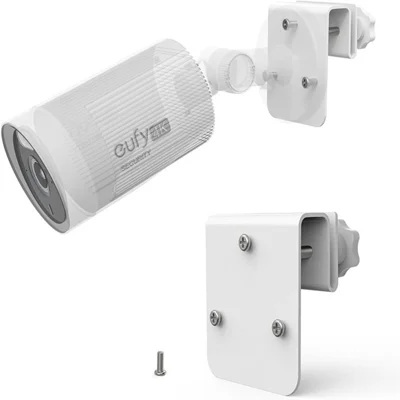 360 Degree Adjustable Security Camera Mount Bracket for Outdoor Gutter Waterproof Camera Holder Stand - White