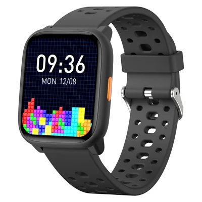 W98L Kids Smart Watch 1.83 Inch IPS Screen Sports Activity Tracker 4 Games Magnetic Charging Smart Bracelet for Children Students - Black