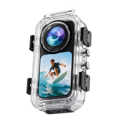 For Insta360 X6 Waterproof Diving Case Magnetic Quick Release 60m PC + Glass Anti-Fog Protective Cover - Transparent
