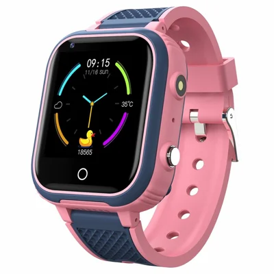 Montre connectée pour enfants LT21 avec écran tactile IPS de 1,4 pouces, compteur de pas, étanche 4G et fonctions sportives - Rose