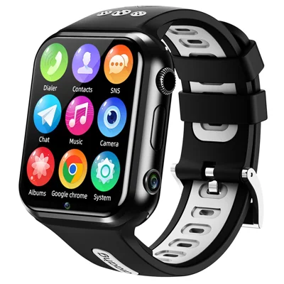 W5PRO 4G Kinder-Smartwatch Android 9.0 GPS+LBS+WiFi Tracker Videoanruf-Uhr mit Doppelkamera für Jungen und Mädchen, 2+16 GB – Schwarz / Grau