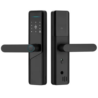 A1 Serratura intelligente con impronta digitale, serratura senza chiave con controllo tramite app Tuya per porte con spessore da 38-55 mm (senza batteria) - Nero