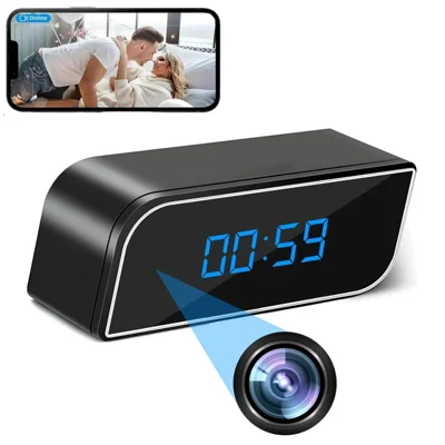 WiFi Camera Clock HD 1080P Home Security Recorder Remote Phone Viewing Motion Detection Surveillance