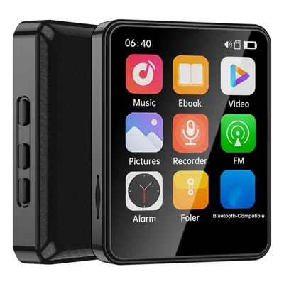 MP3-05B 2.4 Inch Touch Screen MP4 Player Bluetooth-Compatible FM Radio Video Player, Metal Version (With 64G TF Card)