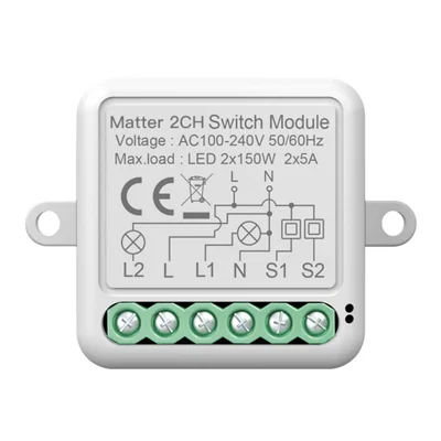 SB02 Matter 2 Gang WiFi Smart Switch Homekit Voice Control Hidden Remote Control Switch