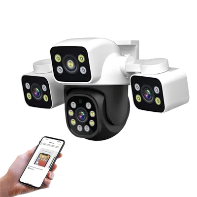 ESCAM PT223 Hjemmesikkerheds 3 x 4MP objektivkamera WiFi bevægelsesdetektion alarm to-vejs lyd - EU stik