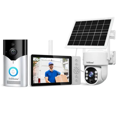 SRIHOME DH051_002_005 Smart Wireless Video Doorbell Camera Set 4MP HD Intercom 5 Inch Screen Solar Powered Two-Way Audio