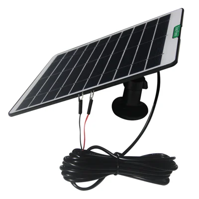 5W Solar Panel for Security Camera Outdoor Solar Panel Charger with 3m Cable and Bracket - Black