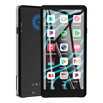 A03 Android MP3 Player Bluetooth-Compatible 5.0 Touchscreen Music Player 4GB+64GB Memory 16MP Camera 10H Battery Life - Black