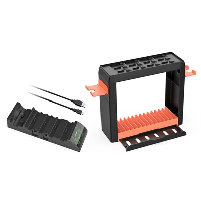 DOBE FOMIS ELECTRONICS Ladestation für Nintendo Switch 2/Switch/OLED mit Controller-Ladefunktion und Spieleablage – Schwarz+Orange