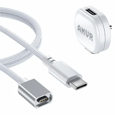AMVR CK1 1,2 m Kablowe Ładowarka Magnetyczna do VR Quest 3 / 3S / Pro, Ładowanie Szybkie 18 W, Kabel Typ-C z Adapterem
