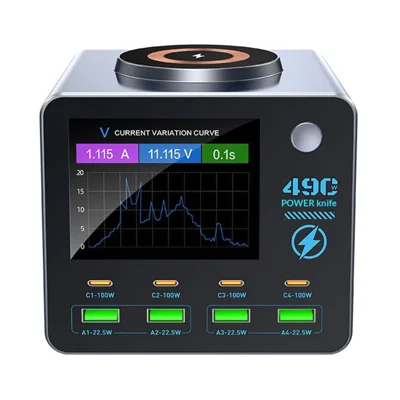WLX-F1+ Estación de Carga Inalámbrica Inteligente con Pantalla 100W Cargador de Escritorio GaN de Múltiples Puertos - Enchufe EE. UU.