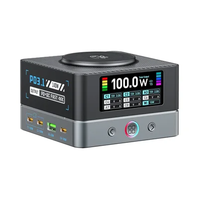 WLX-R8A 9 in 1 Smart Display 140W Schnellladegerät für Handy/Tablette/Laptop Desktop-Ladestation mit kabelloser Ladefunktion – US-Stecker