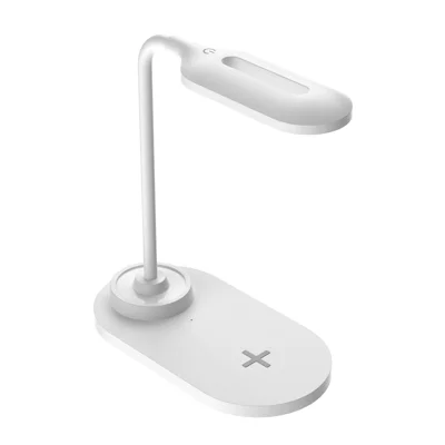 Desk Lamp with 15W Fast Charging Wireless Charger Eye-Care LED Night Light for Office Study - White
