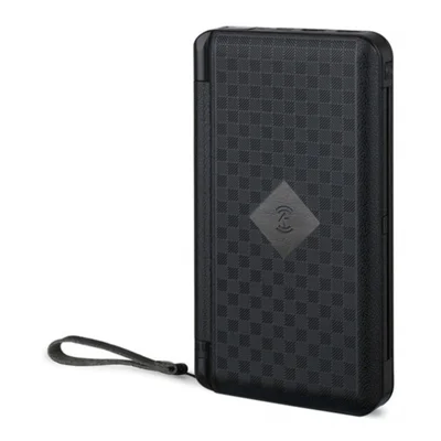 Banco de Energia Solar Dobrável 20000mAh com Carregamento Sem Fios e Luz LED para Acampamento ao Ar Livre - Preto