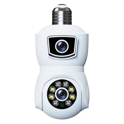 V380 WiFi Dual Lens Bulb Security Camera 360 Degrees Panoramic Night Vision Two-Way Audio Surveillance Camera for Home Outdoor