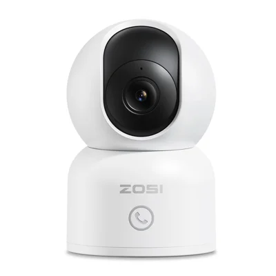 ZOSI C518 4K Security Camera WiFi 355 Degreee Pan 75 Degree Tilt Pet Baby Monitor Auto Tracking AI Human Pet Detection Night Vision Two Way Audio Indoor Safety Camera (No Memory Card) - White