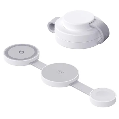 Y333 Ładowarka Bezprzewodowa 3 w 1 do iPhone'a/AirPods/Apple Watch, Składany Stojak Pulpitowy, Stacja Ładowania Szybkiego 15 W - Biały