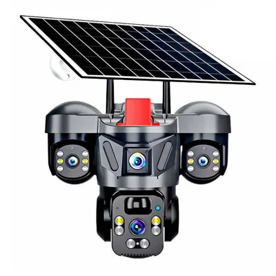 Caméra de sécurité solaire LW21 4G WiFi à triple objectif 360 degrés 2MP+2MP+2MP, capteur PIR, étanche IP66, caméra de vidéosurveillance extérieure