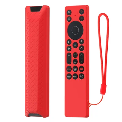 Funda de silicona para mando a distancia TCL RC923A / RC813A, cubierta protectora antideslizante a prueba de golpes con textura de diamante - Rojo
