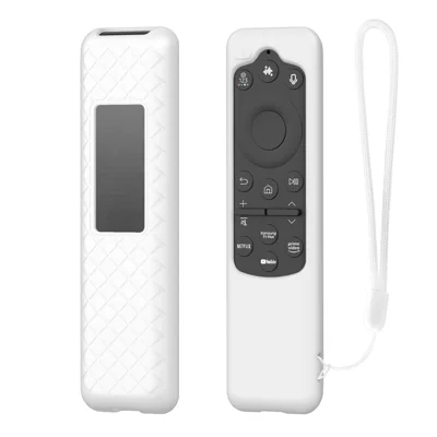 Silicone Case for Samsung BN59-01432A / BN59-01432J / BN59-01480L Remote Control Shockproof Anti-slip Protective Cover with Lanyard - White