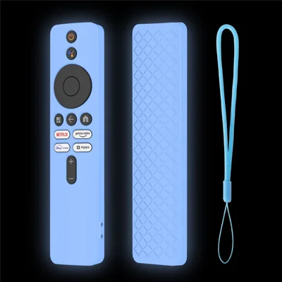 Funda de silicona para mando a distancia de Xiaomi TV Box S (2.ª generación), protector anticaídas, resistente a impactos, con cordón - Azul luminoso