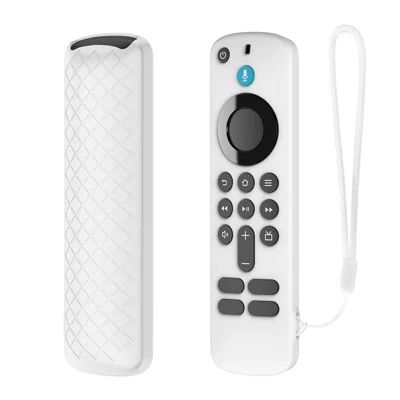 Silicone Case for Amazon Fire TV Stick HD / 4K (Newest Model) Remote Control Diamond Texture Shockproof Protective Cover - White