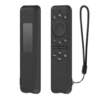 Silicone Case for Samsung BN59-01432A / BN59-01432J / BN59-01480L Remote Control Shockproof Dustproof Full Coverage Protective Cover with Lanyard - Black