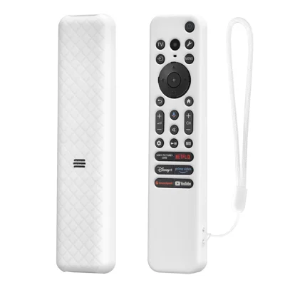 Silicone Case for Sony RMF-TX920U / RMF-TX910U Remote Control Diamond Texture Anti-Slip Shockproof Protective Cover with Wrist Strap - White