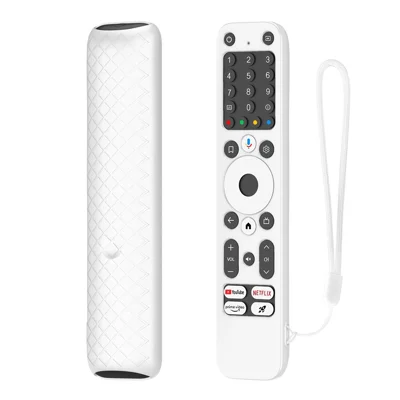 For Homatics Box R 4K Remote Control Silicone Case Diamond Texture Anti-Slip Shockproof Protective Cover with Lanyard - White