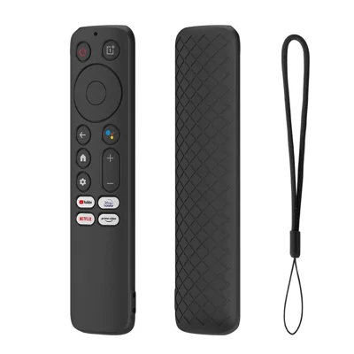 Silicone Remote Control Cover for OnePlus TV Q2 Pro Anti-Drop Shockproof Dust-proof Protective Case with Lanyard - Black