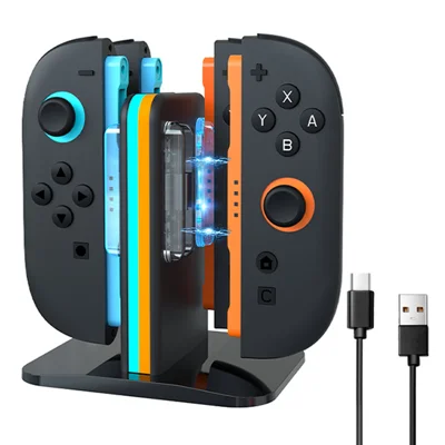 HBS-2857 4-Port Charging Dock for Nintendo Switch 2 Joy-Con ABS Magnetic LED Type-C Desktop Charger - As Shown