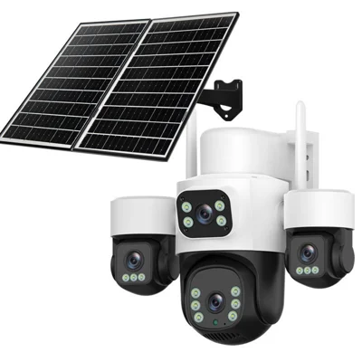 15W Solar Powered 4-Lens IP66 Waterproof Outdoor Security Camera, 4G European Version (without Memory Card) - White