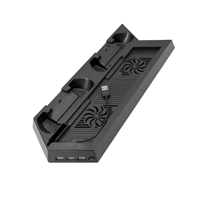 KJH-PS4-002 For Sony PlayStation4 Game Controller Charging Dock Station Safety Charger Cooling Fan Heat Dissipation Design Gamepad Holder - Black