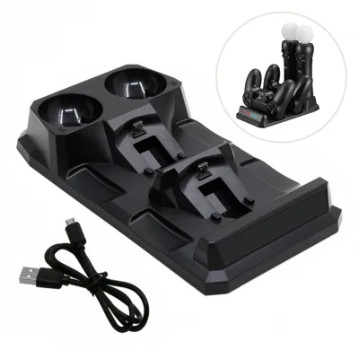 KJH-PS4PRO-04 Pour Snoy PlayStation4 / PlayStation Move Manette de Jeu Chargeur 4 Ports Station de Charge Socle Support Organisateur